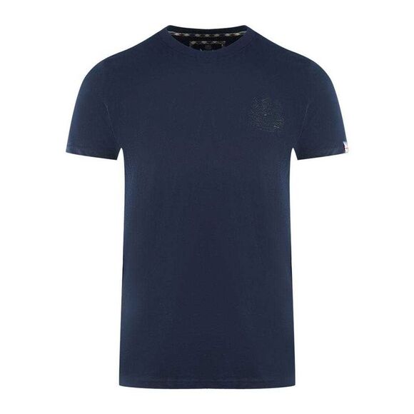 Aquascutum Large Bold London Aldis Brand Logo Navy Blue T Shirt
